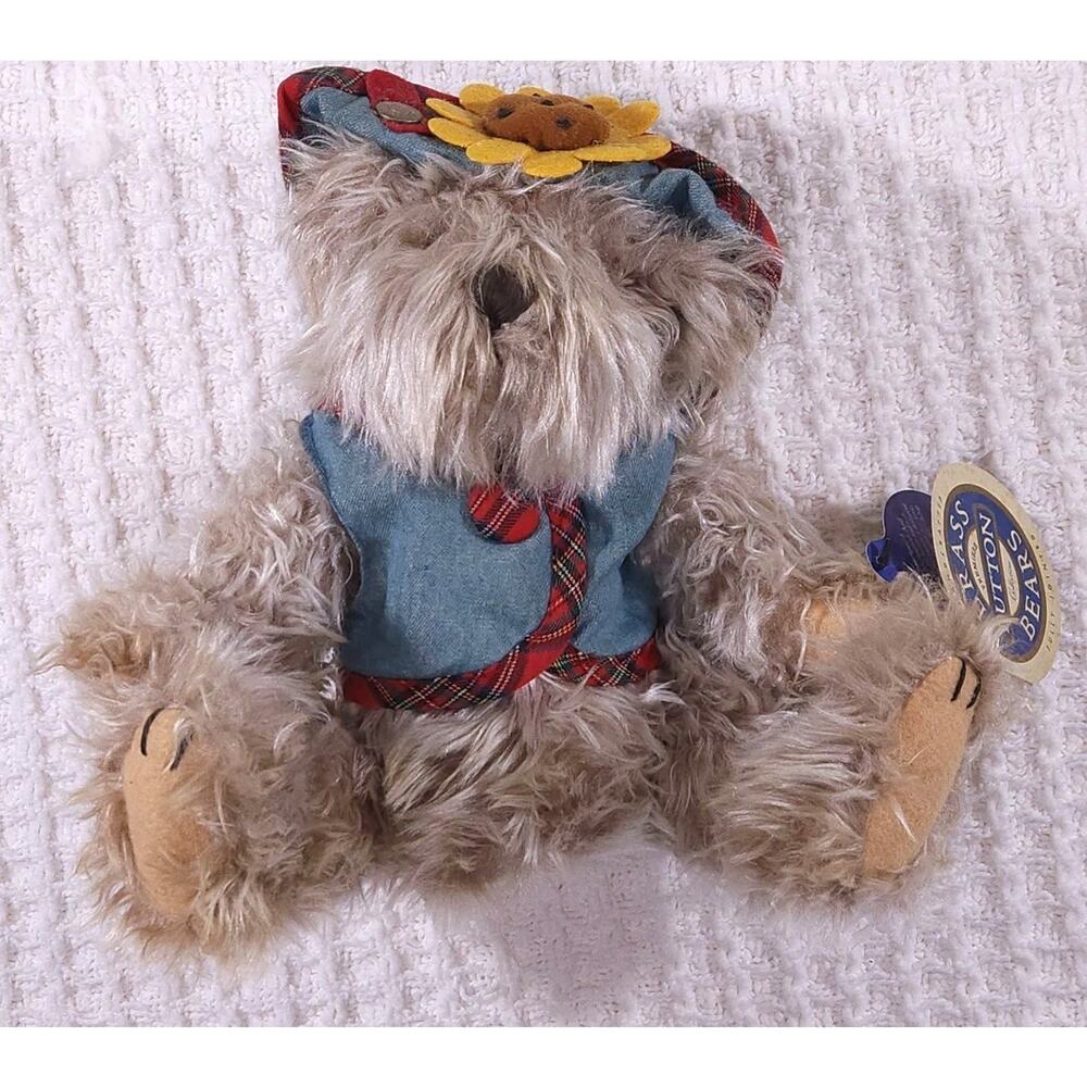VTG 1996 Brass Button Bear BLOSSOM "Bear of Wealth & Good Fortune" Jointed Plus